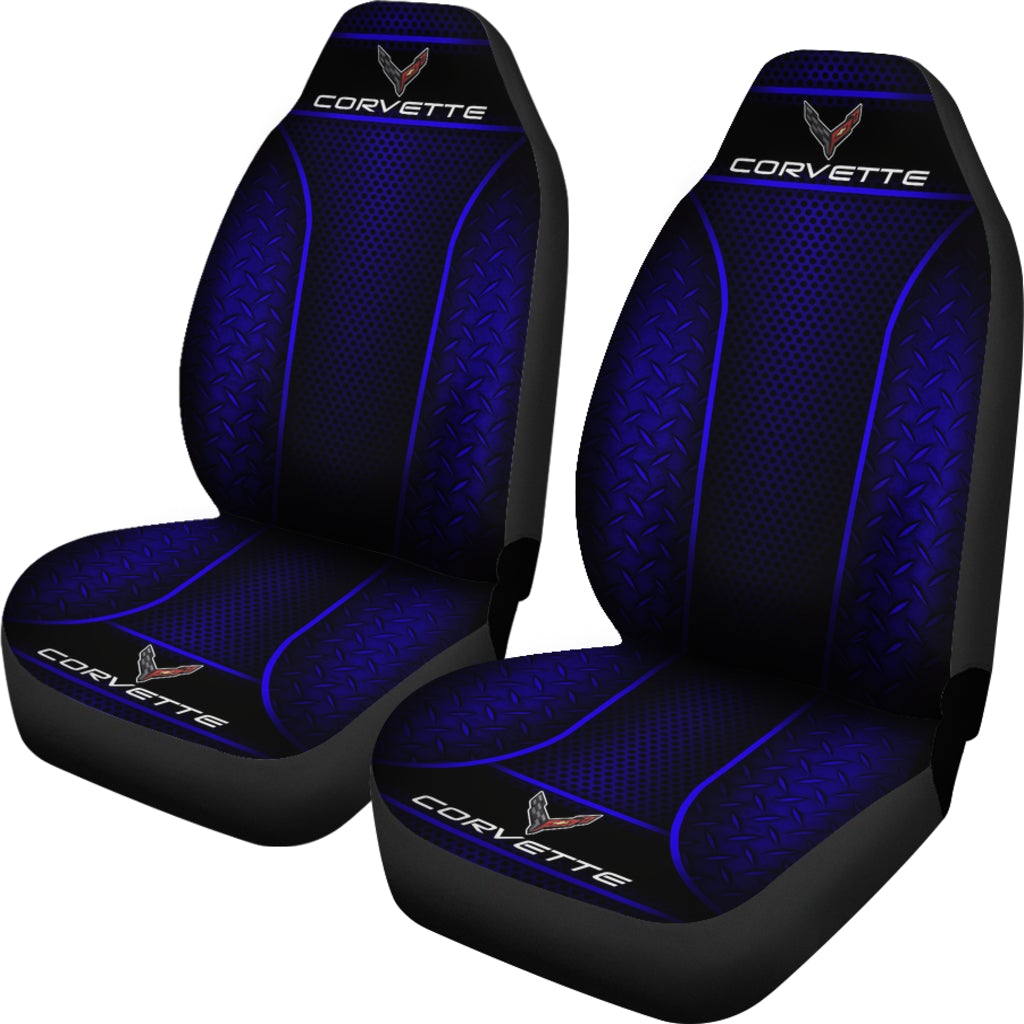 2 Font Corvette C8 Seat Covers Blue