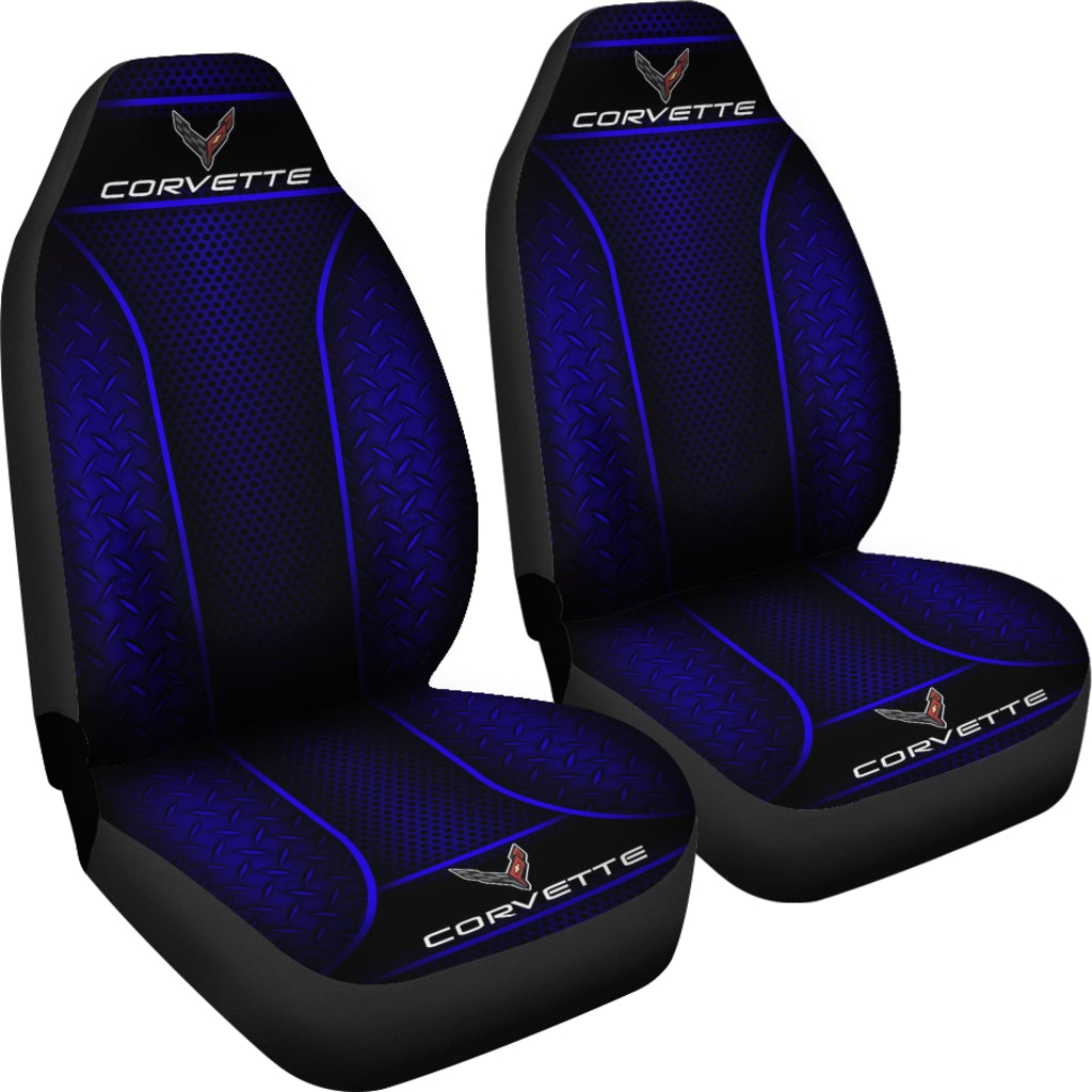 2 Font Corvette C8 Seat Covers Blue