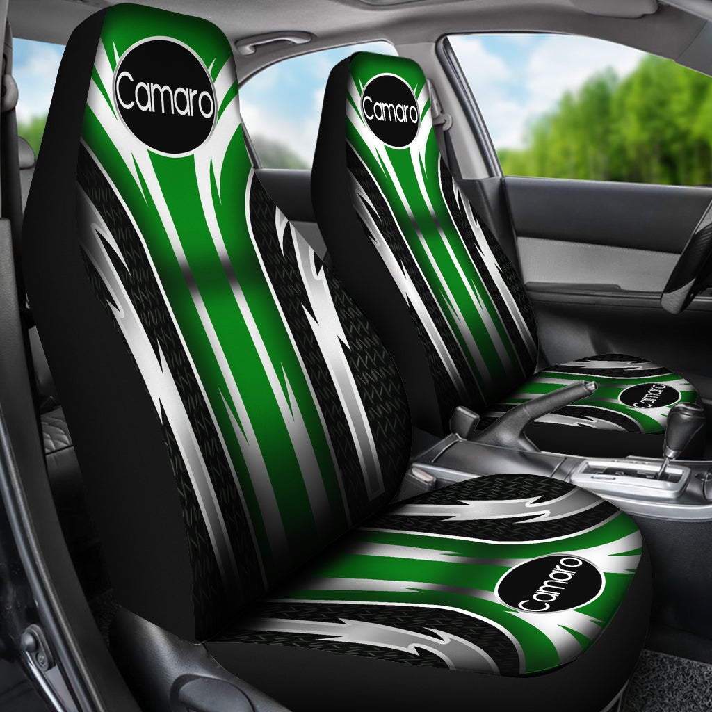 2 Front Camaro Seat Covers Green