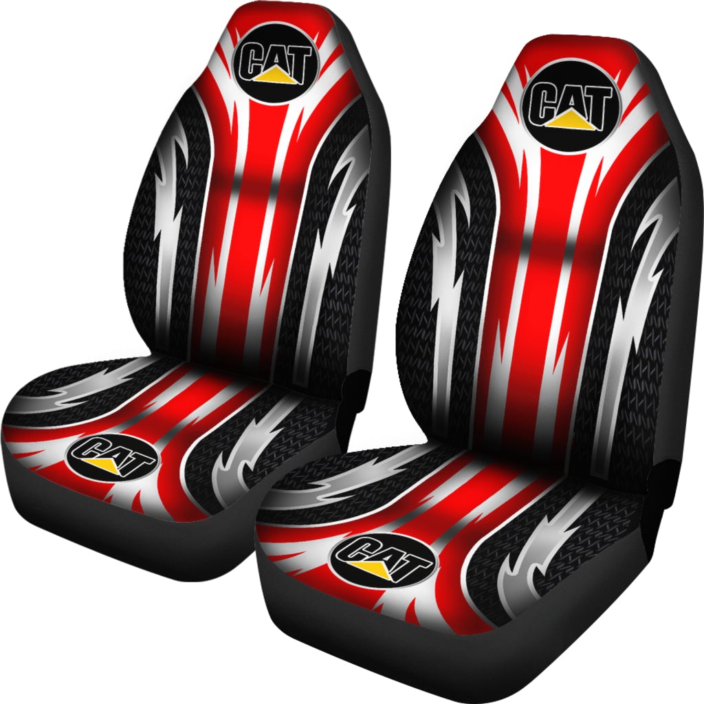 2 Front Caterpillar Seat Covers Red