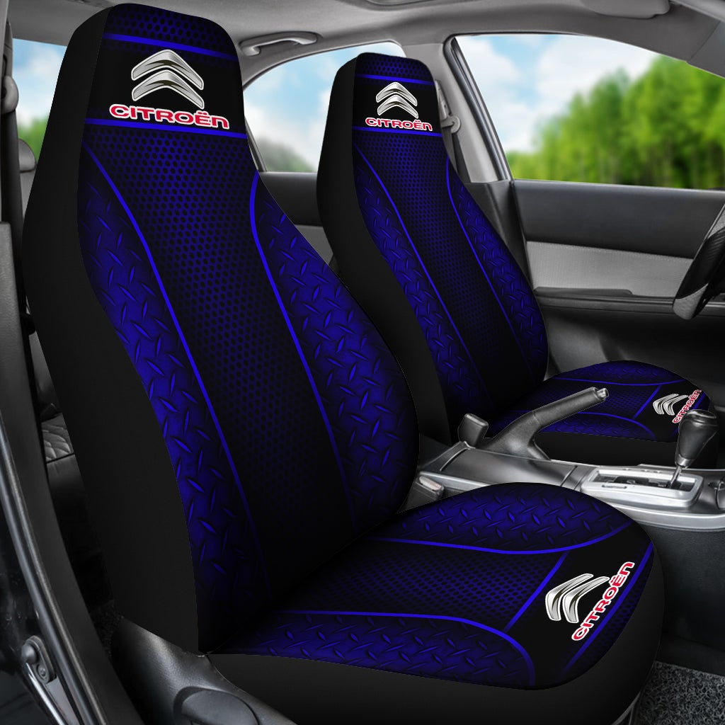 2 Front Citroen Seat Covers Blue
