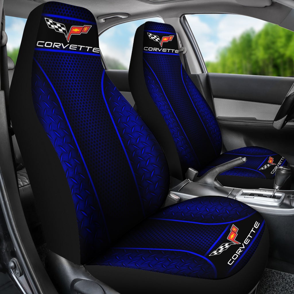 2 Front Corvette C6 Seat Covers Blue