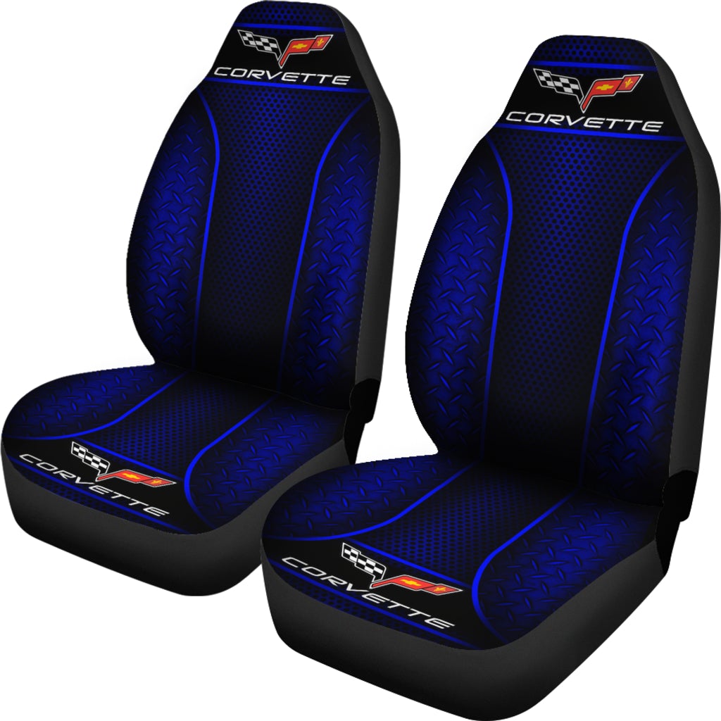 2 Front Corvette C6 Seat Covers Blue