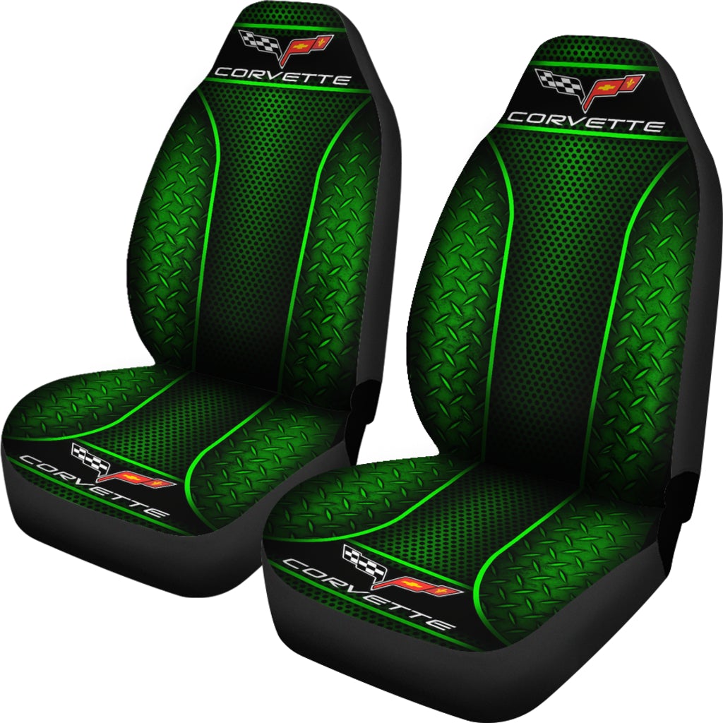 2 Front Corvette C6 Seat Covers Green