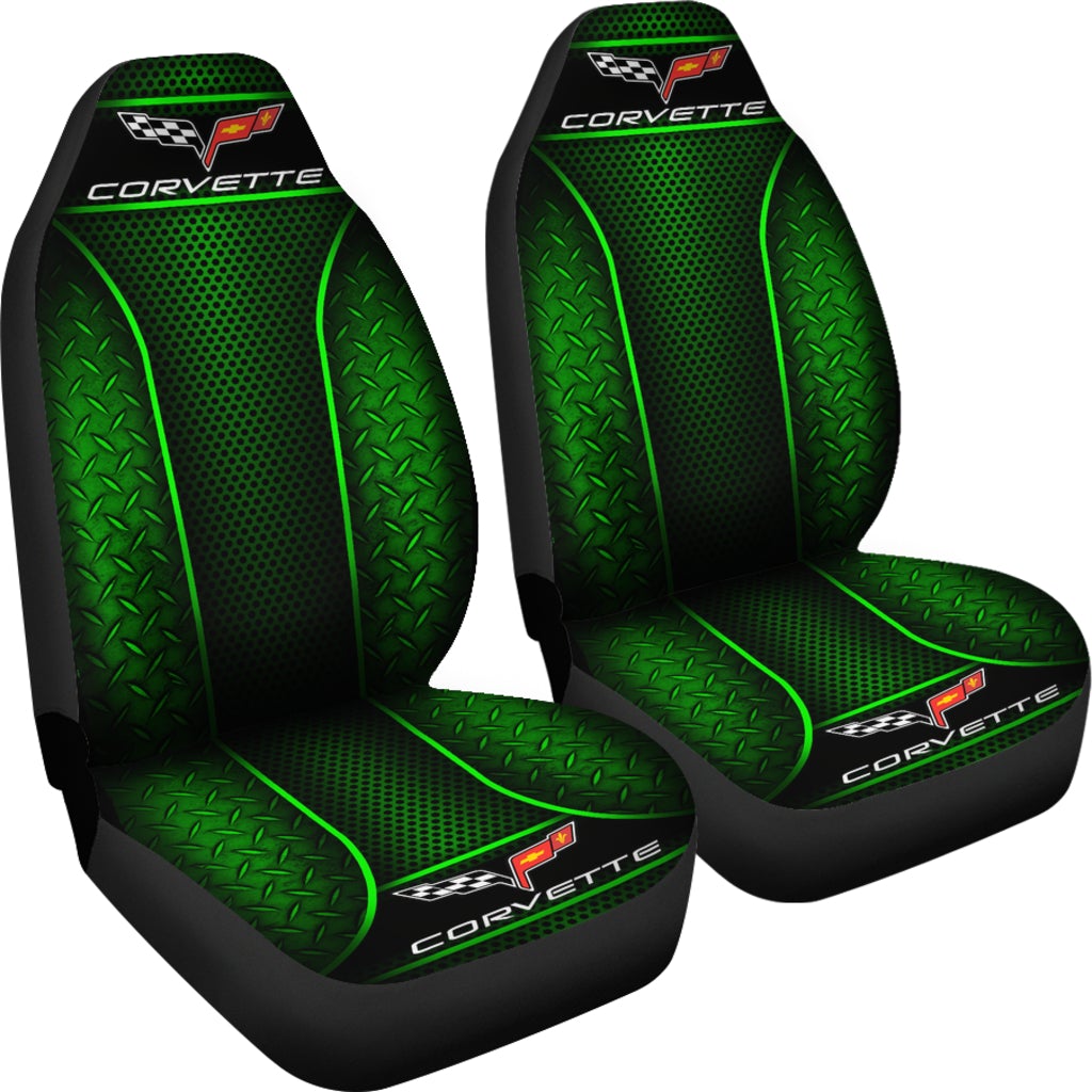 2 Front Corvette C6 Seat Covers Green