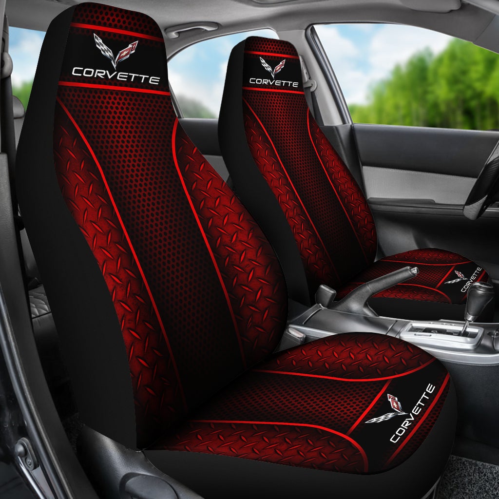 2 Front Corvette C7 Seat Covers Red