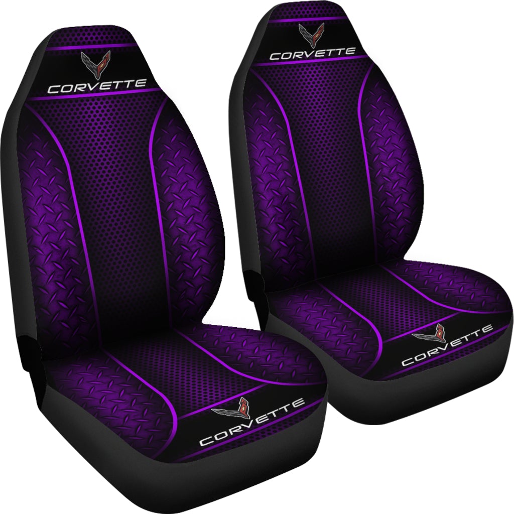 2 Front Corvette C8 Seat Covers Purple