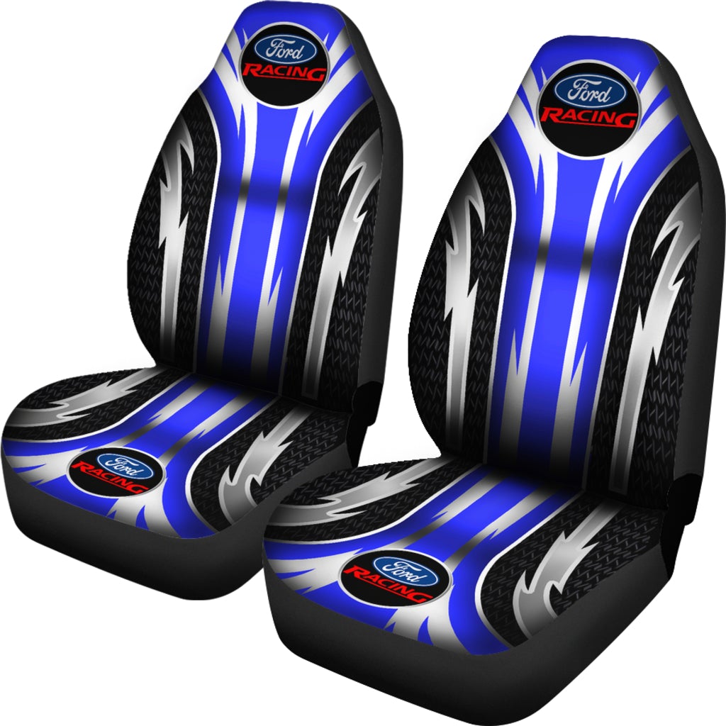 2 Front Ford Racing Seat Covers Blue