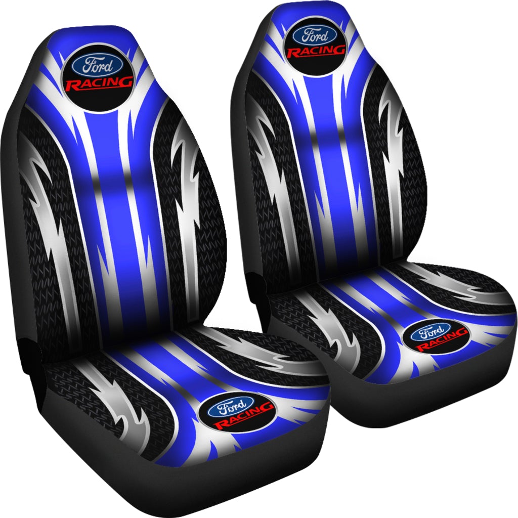 2 Front Ford Racing Seat Covers Blue