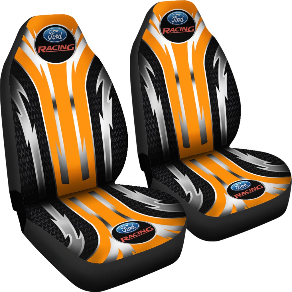 2 Front Ford Racing Seat Covers Orange