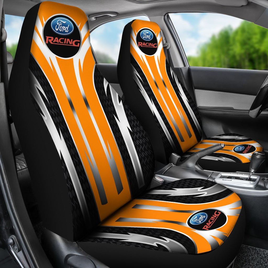 2 Front Ford Racing Seat Covers Orange
