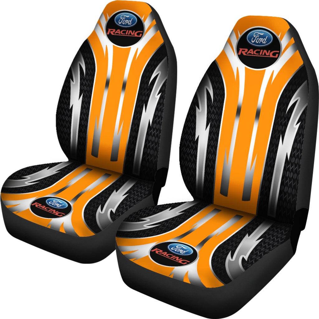 2 Front Ford Racing Seat Covers Orange