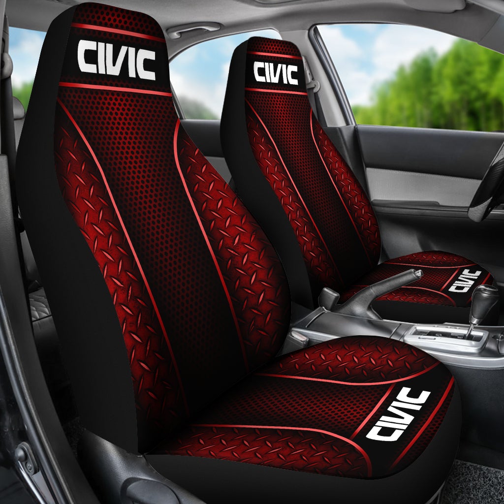 2 Front Honda Civic Seat Covers Red