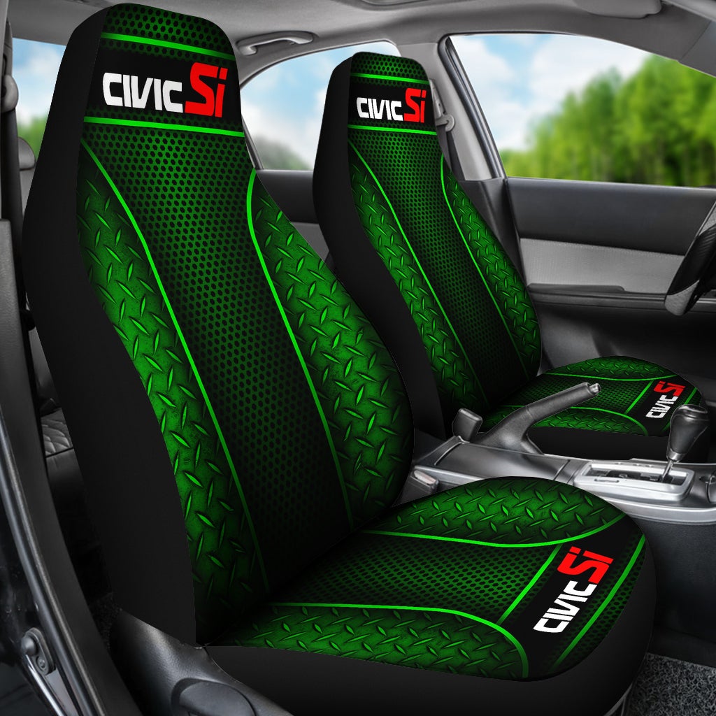 2 Front Honda Civic Si Seat Covers Green