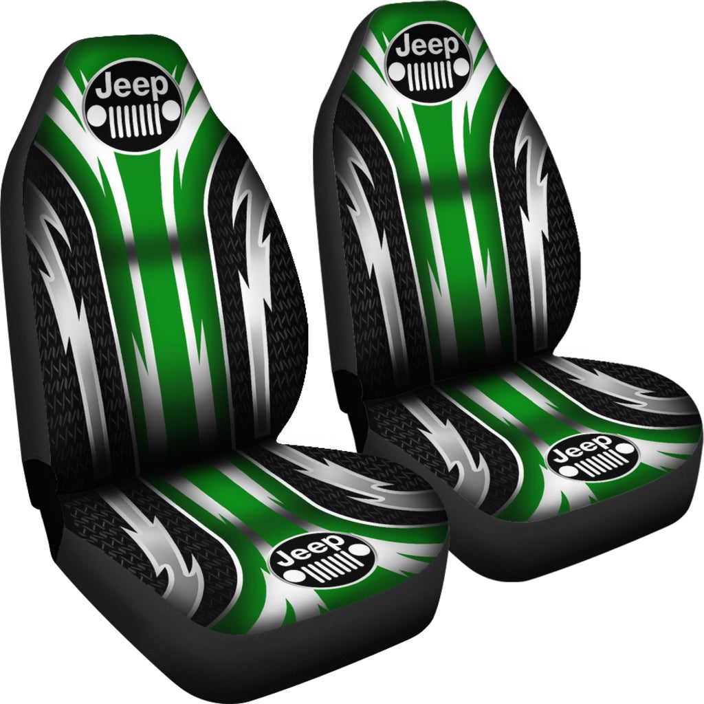 2 Front Jeep Seat Covers Green