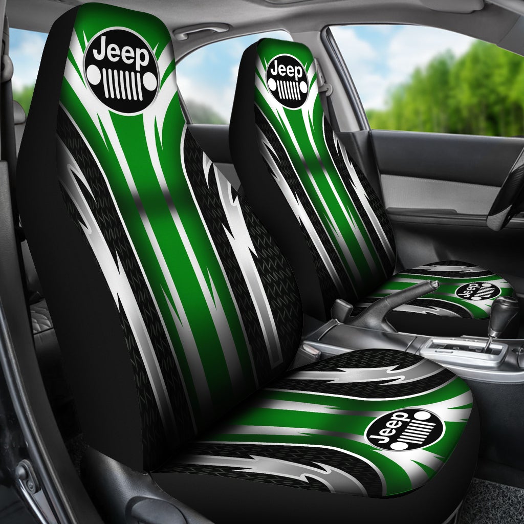 2 Front Jeep Seat Covers Green