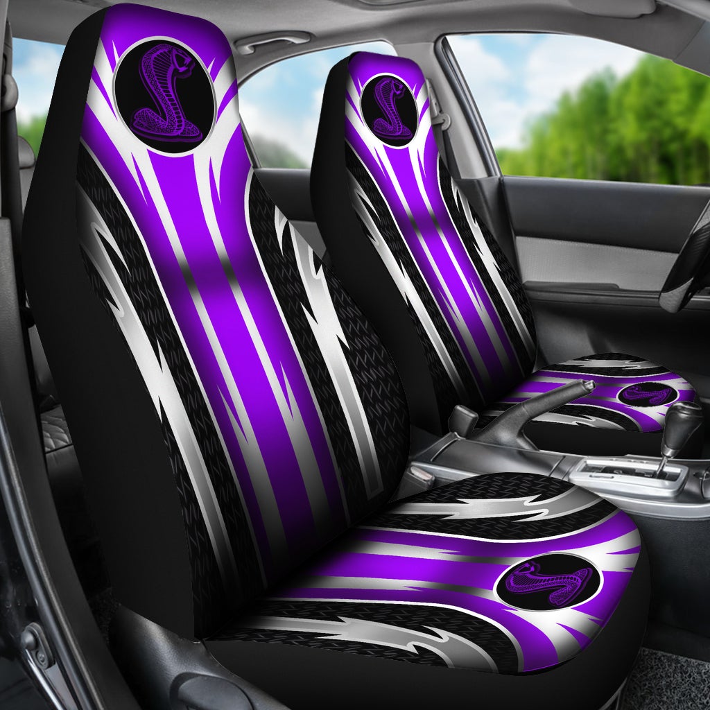 2 Front Mustang Cobra Seat Covers Purple