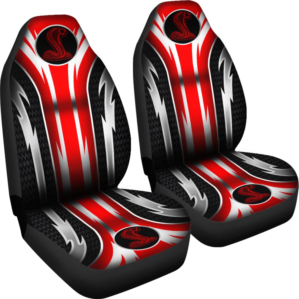 2 Front Mustang Cobra Seat Covers Red