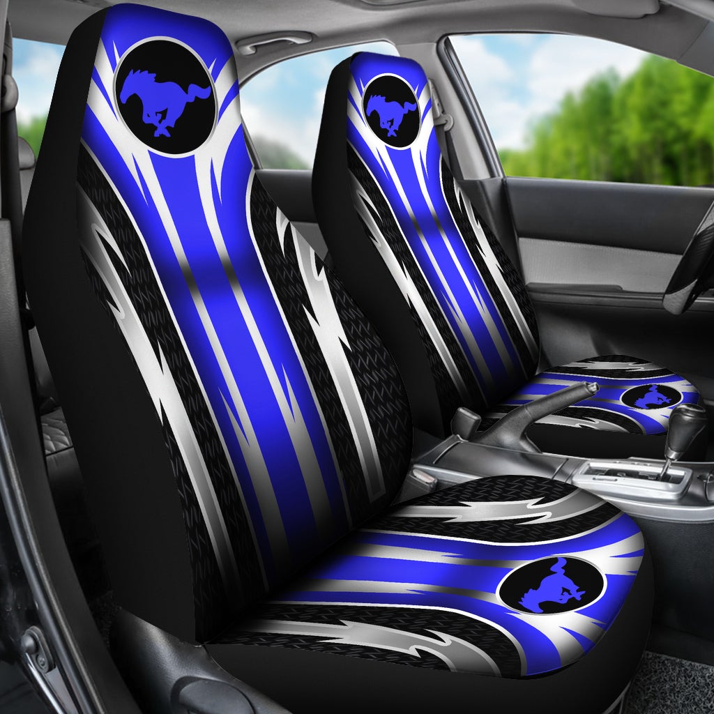 2 Front Mustang Seat Covers Blue