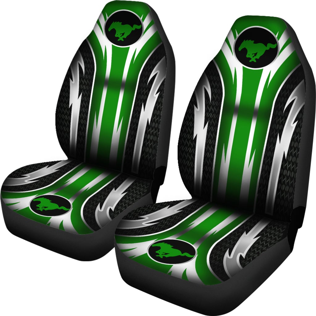 2 Front Mustang Seat Covers Green