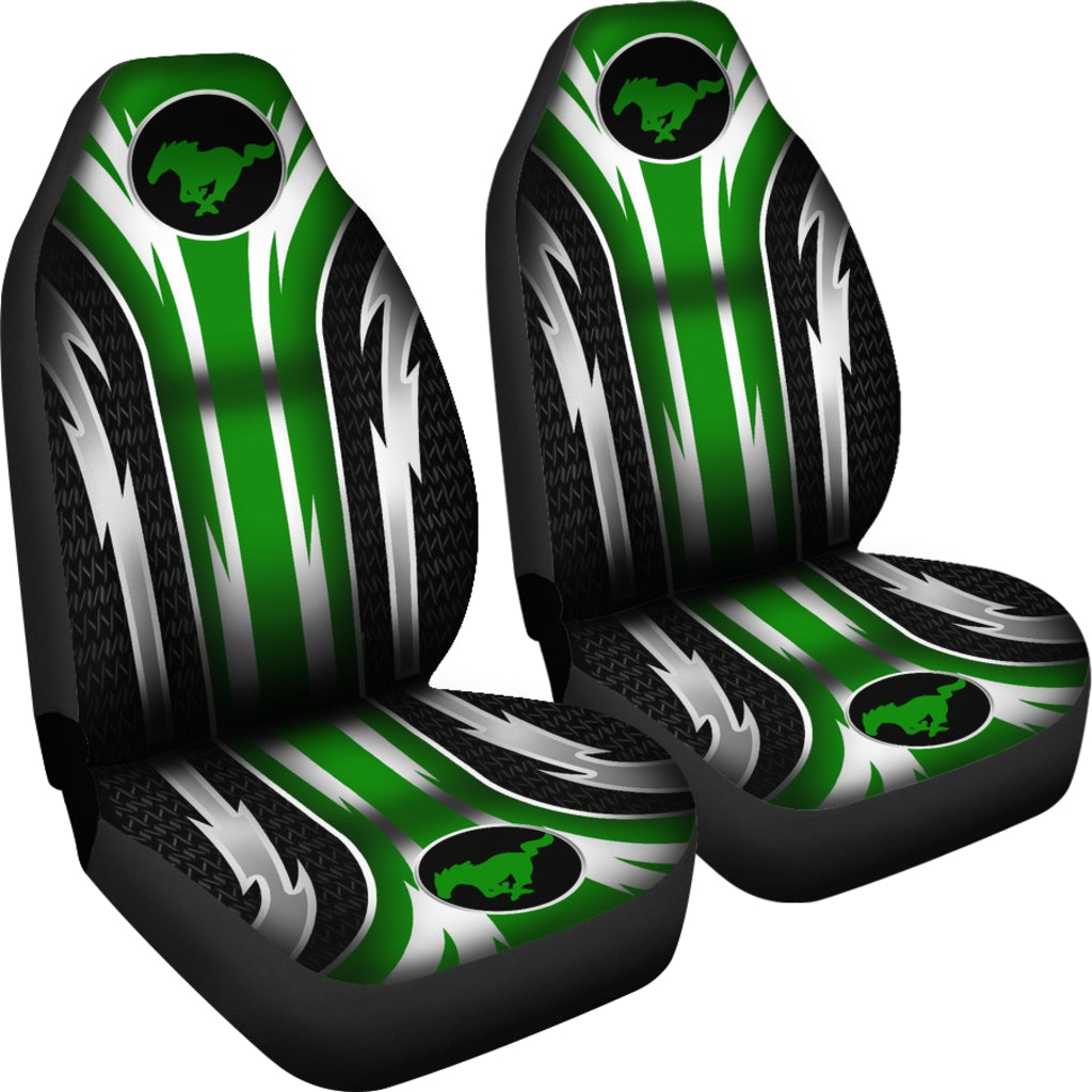2 Front Mustang Seat Covers Green