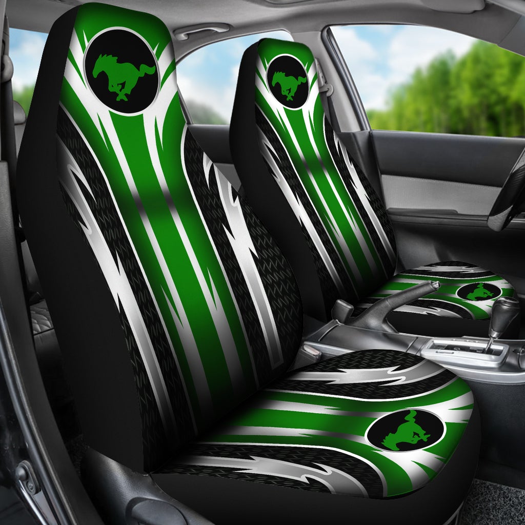 2 Front Mustang Seat Covers Green