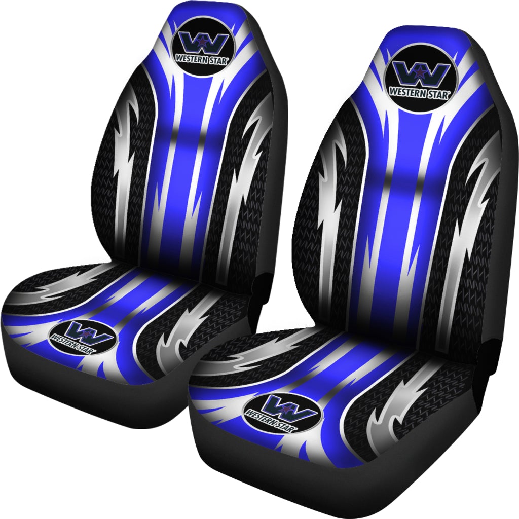 2 Front Western Star Seat Covers Blue