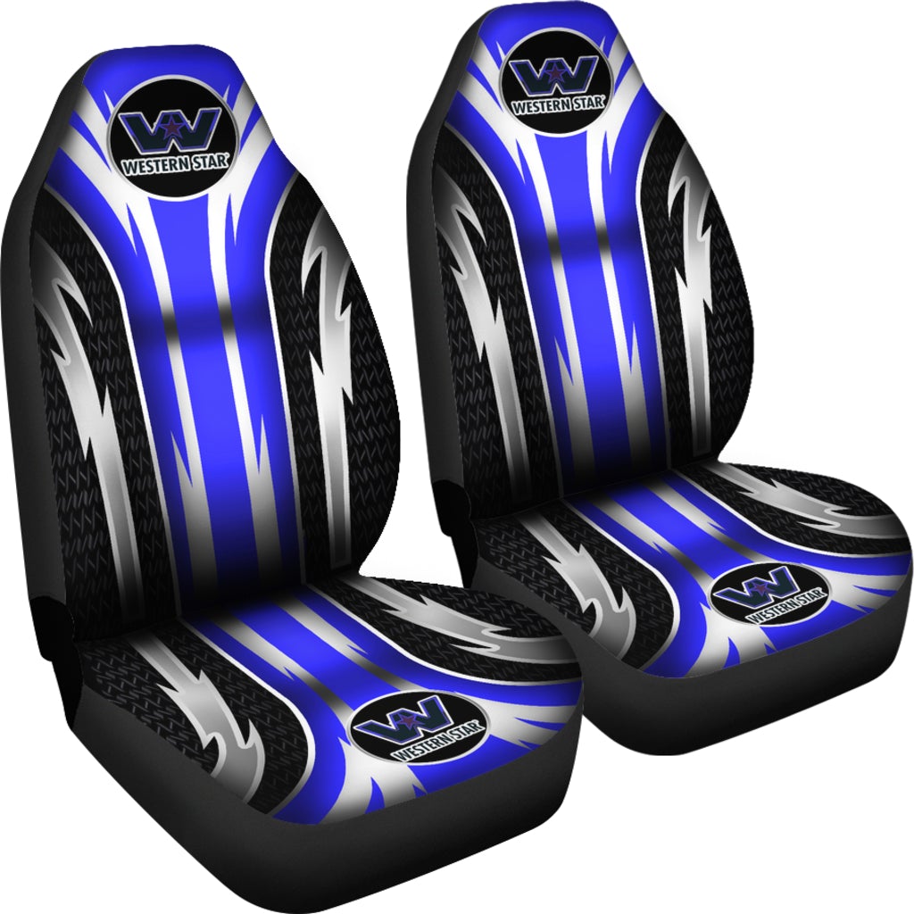 2 Front Western Star Seat Covers Blue