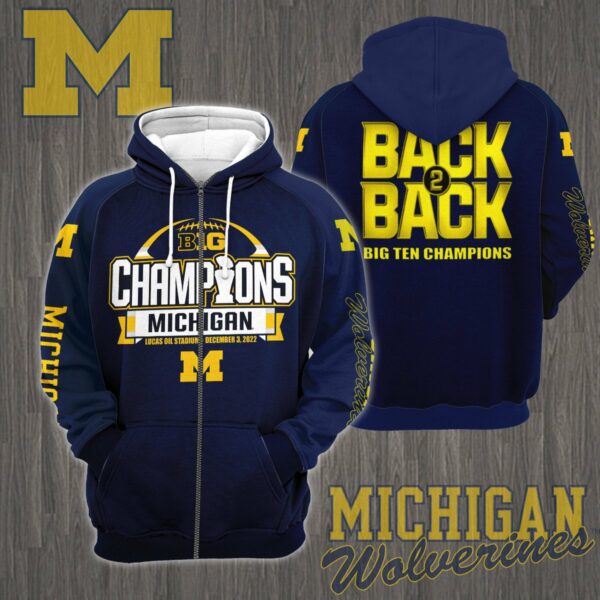 3D All Over Printed Michigan Wolverines Big Ten Champions 2022 Shirts Ver 2