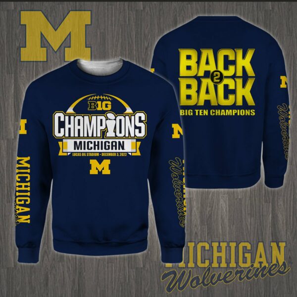 3D All Over Printed Michigan Wolverines Big Ten Champions 2022 Shirts Ver 2