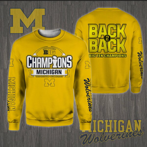 3D All Over Printed Michigan Wolverines Big Ten Champions 2022 Shirts Ver 3