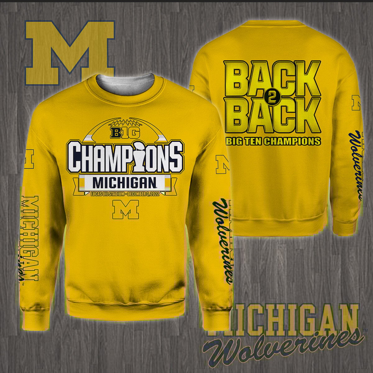 3D All Over Printed Michigan Wolverines Big Ten Champions 2022 Shirts Ver 3