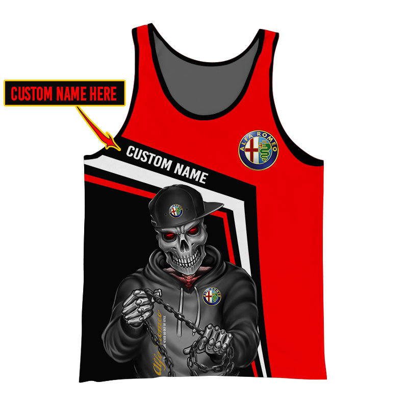 Alfa romeo Skull Tshirt, sweatshirt, Polo, Hawaiian, Hoodie 3D Apparel Full Printing Custom Name