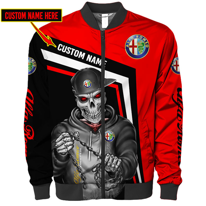 Alfa romeo Skull Tshirt, sweatshirt, Polo, Hawaiian, Hoodie 3D Apparel Full Printing Custom Name
