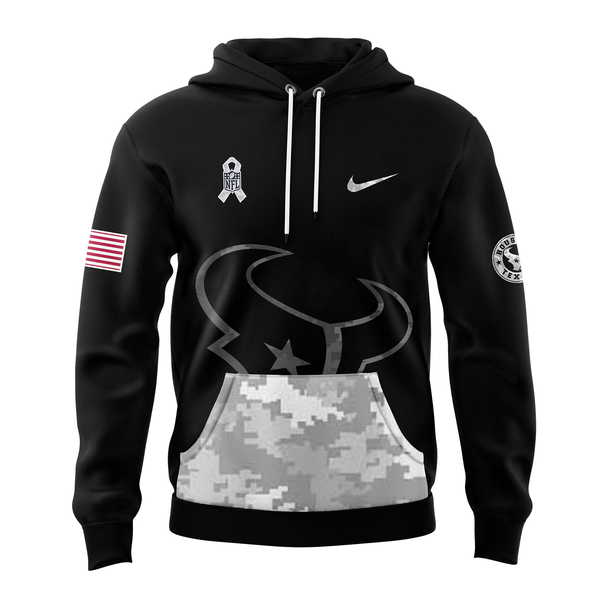 Arctic Camo Houston Texans Salute to Service Club Fleece Pullover Hoodie