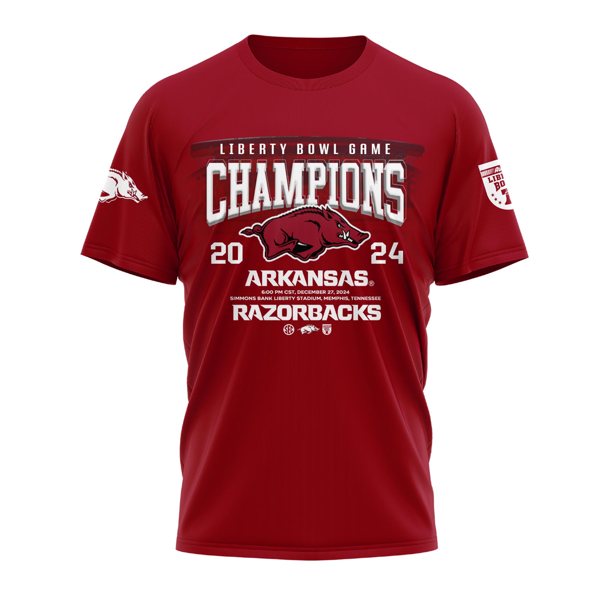 Arkansas Razorbacks Football AutoZone Liberty Bowl Champions TShirts #3