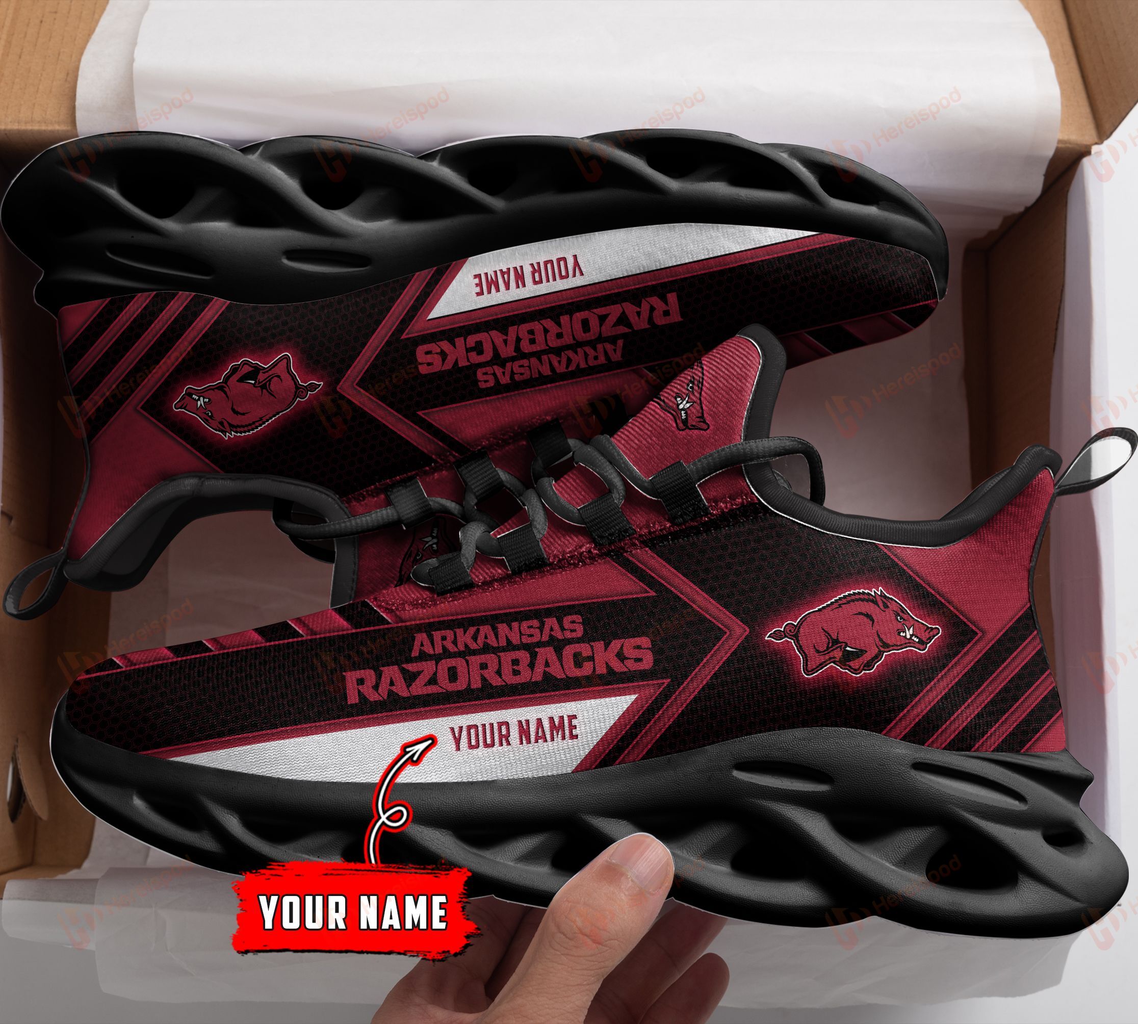 Arkansas Razorbacks Personalized Max Soul Shoes DISM421082704
