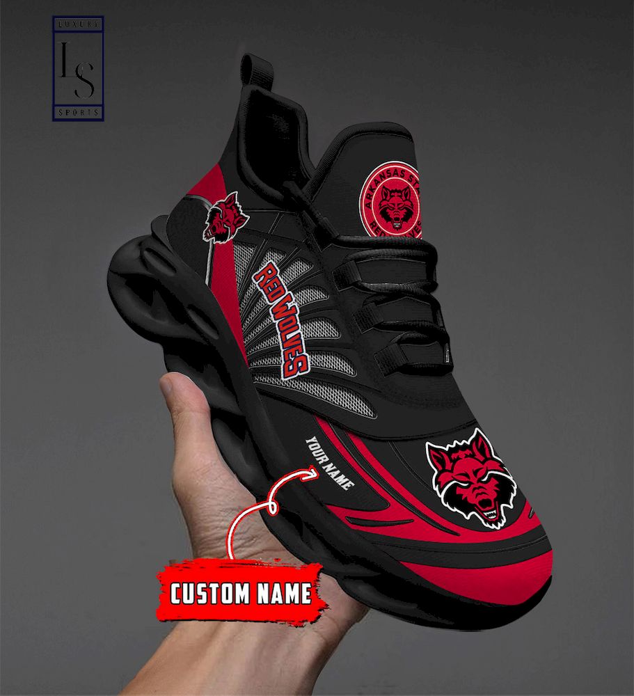 Arkansas State Red Wolves Custom Name Max Soul Shoes
