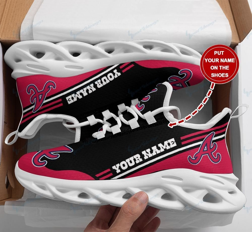 Atlanta Braves Personalized Max Soul YZ Running Sneakers 112