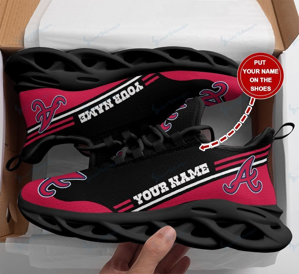 Atlanta Braves Personalized Max Soul YZ Running Sneakers 112