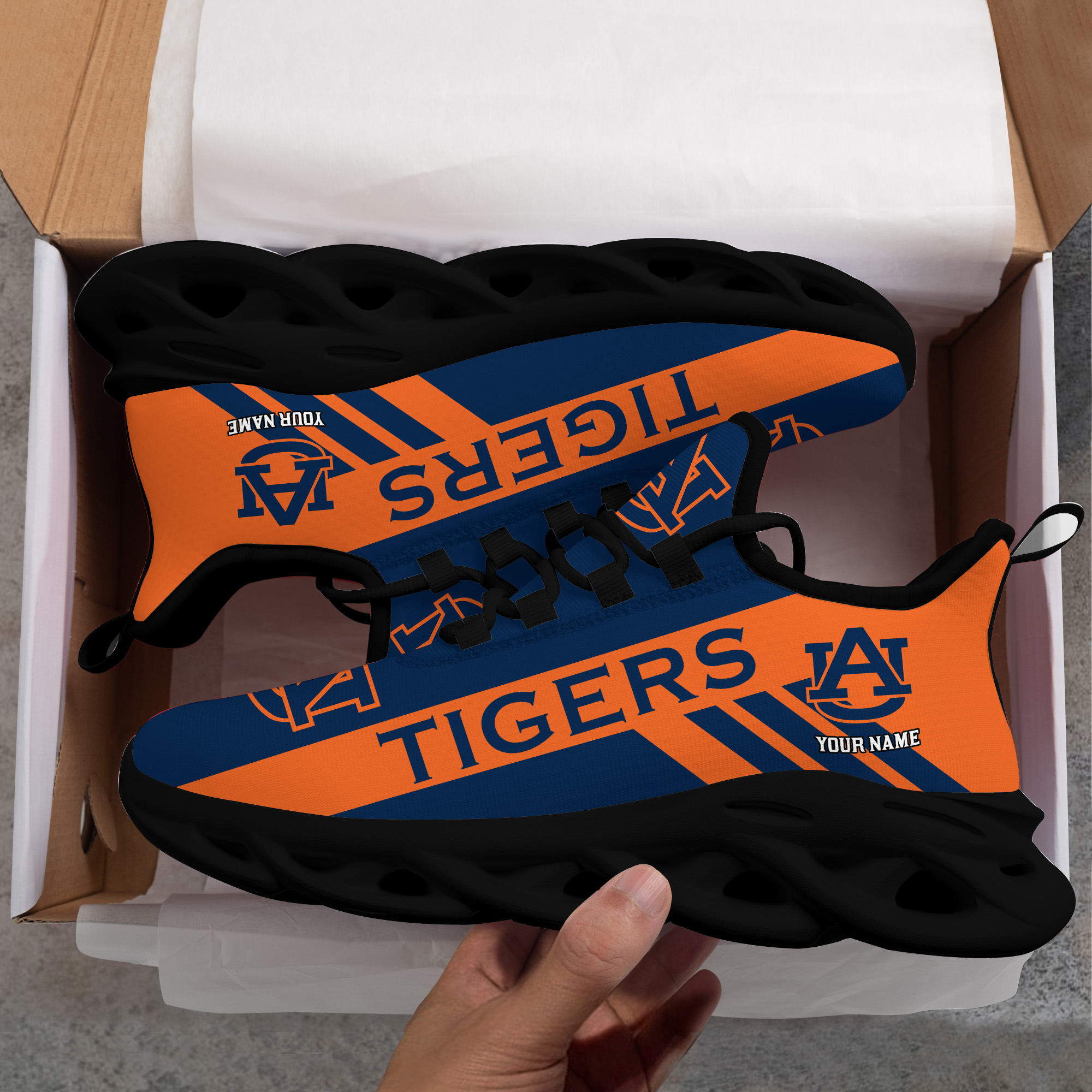 Auburn Tigers Custom Name PERSONALIZED MAX SOUL SHOES DS004