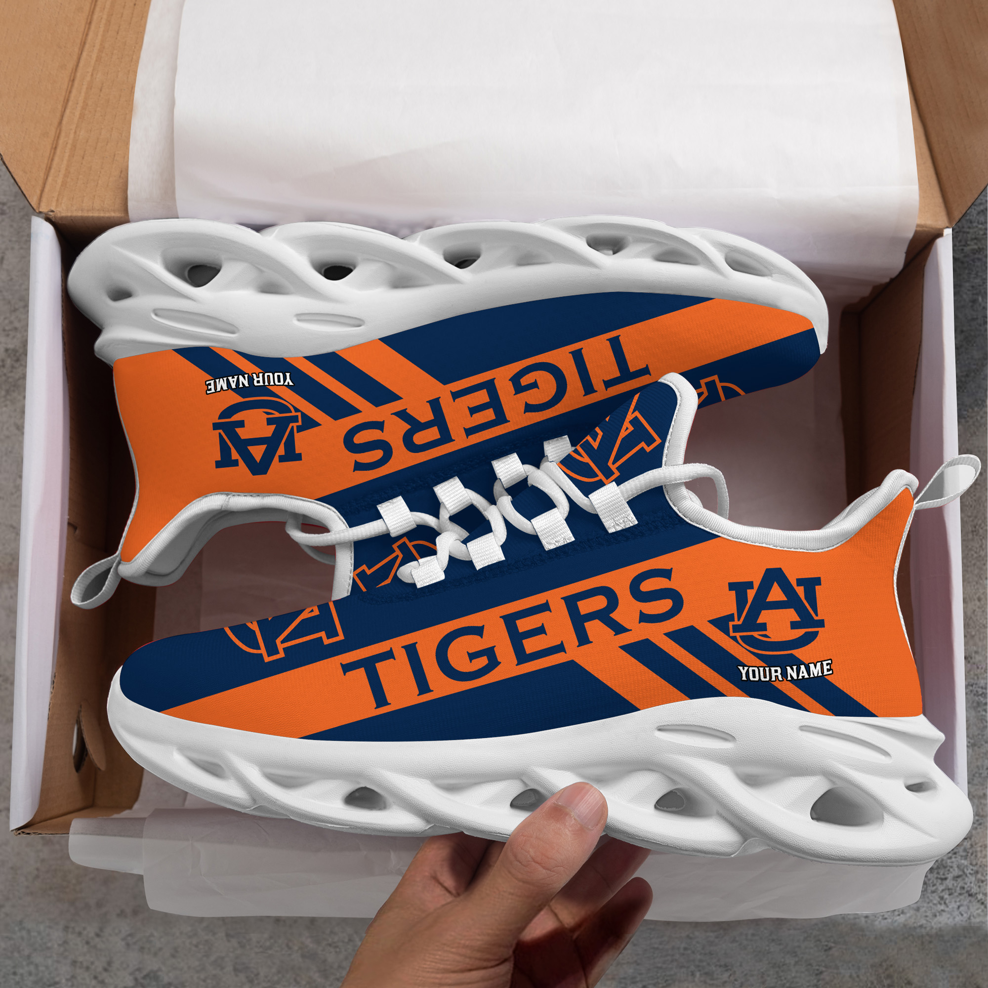 Auburn Tigers Custom Name PERSONALIZED MAX SOUL SHOES DS004