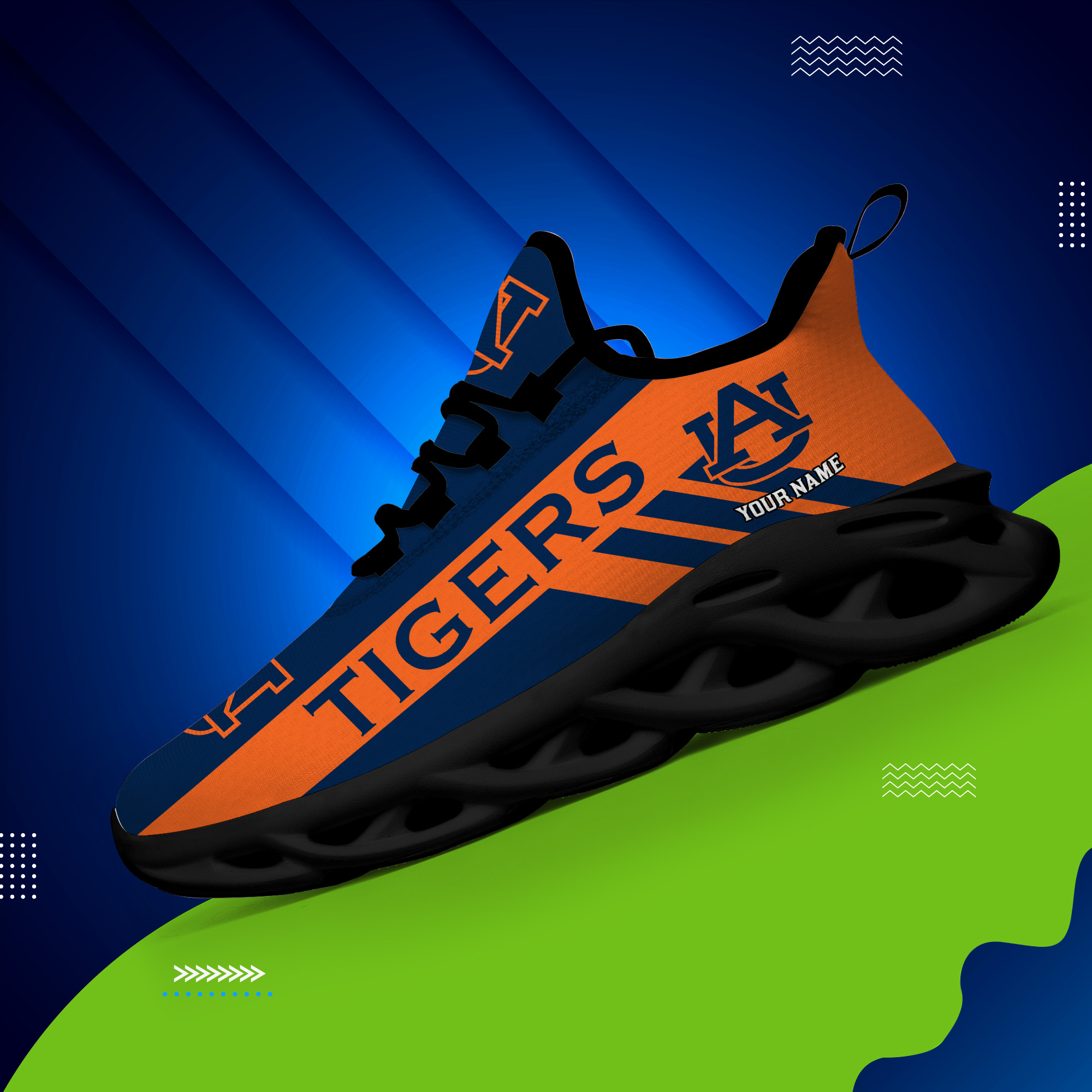 Auburn Tigers Custom Name PERSONALIZED MAX SOUL SHOES DS004