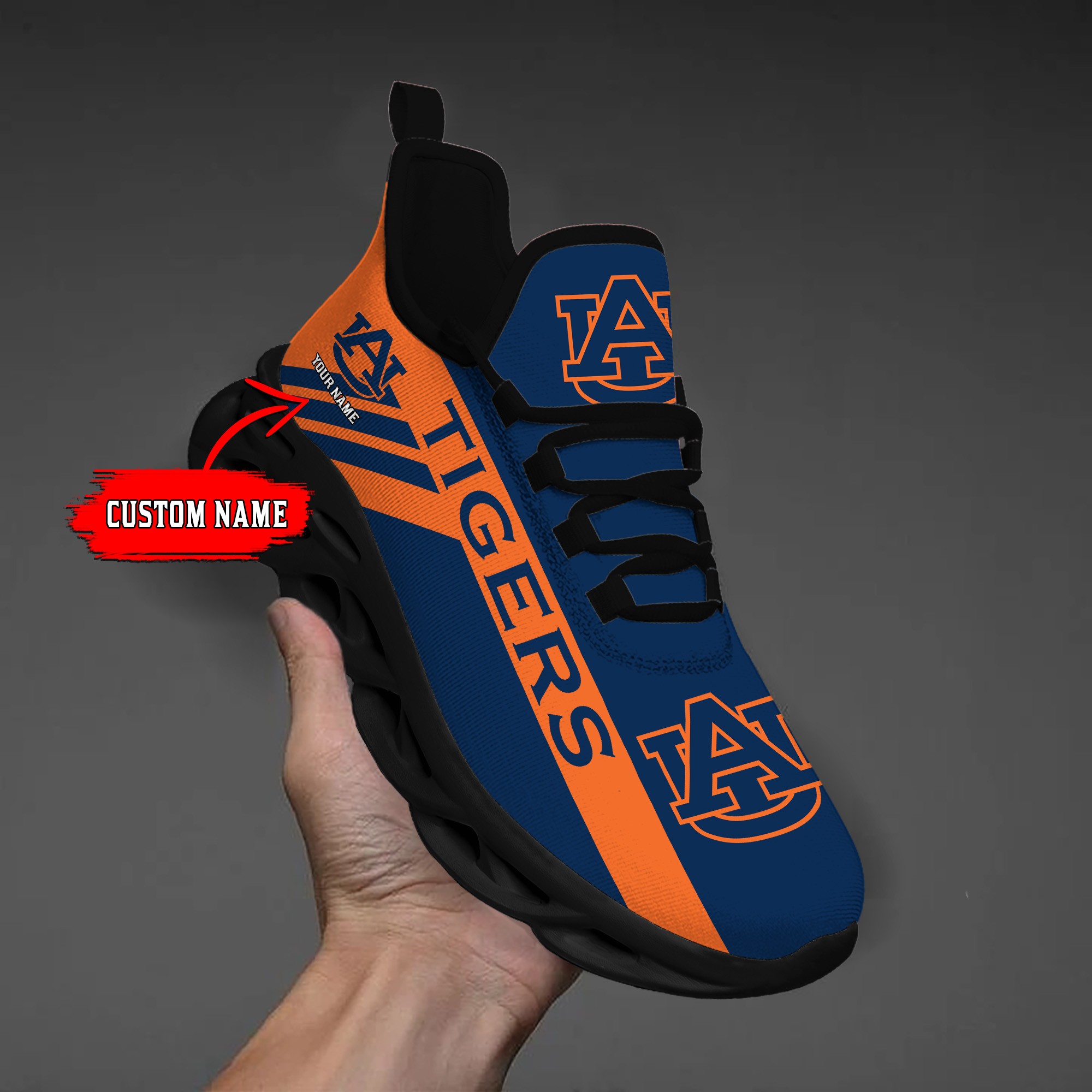 Auburn Tigers Custom Name PERSONALIZED MAX SOUL SHOES DS004