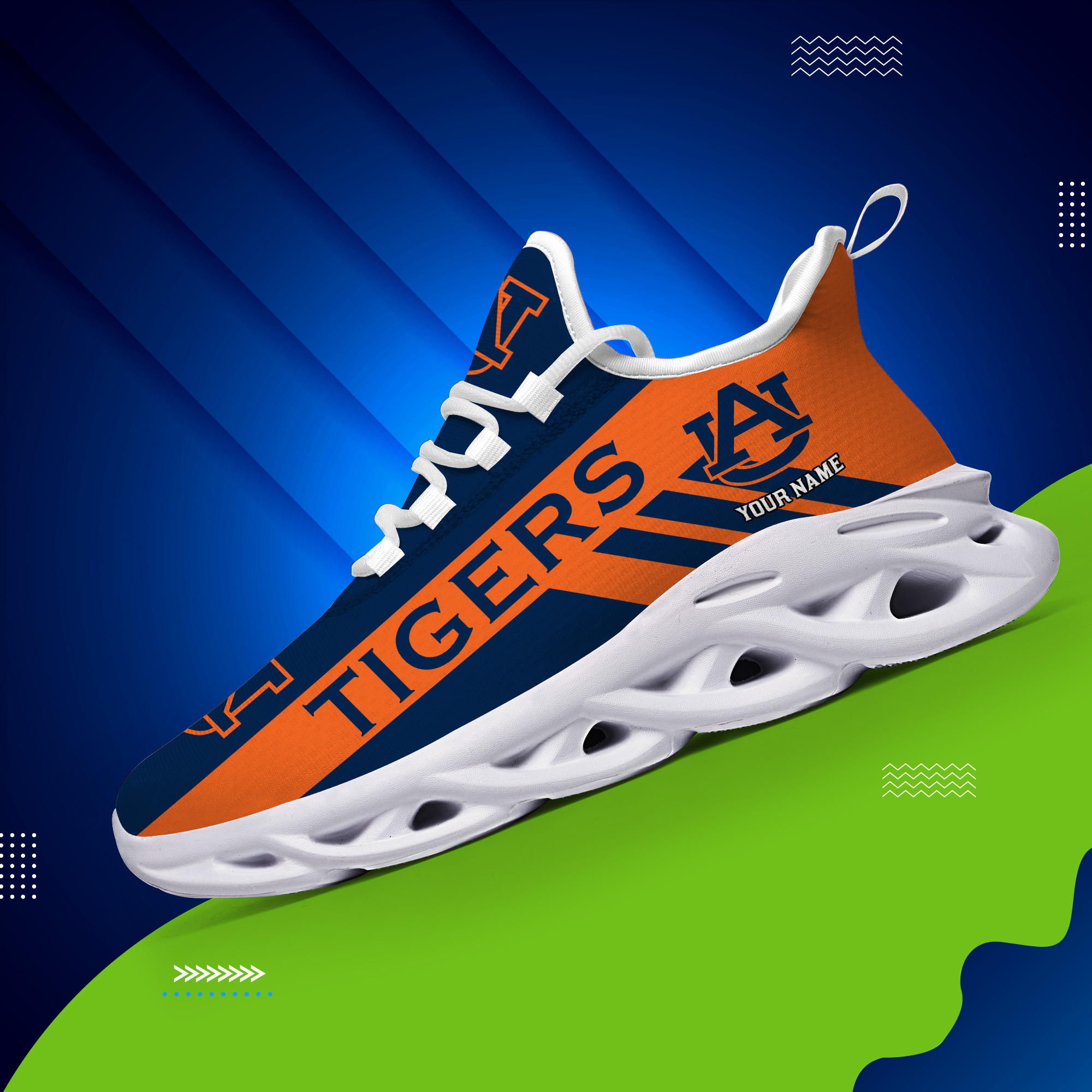Auburn Tigers Custom Name PERSONALIZED MAX SOUL SHOES DS004