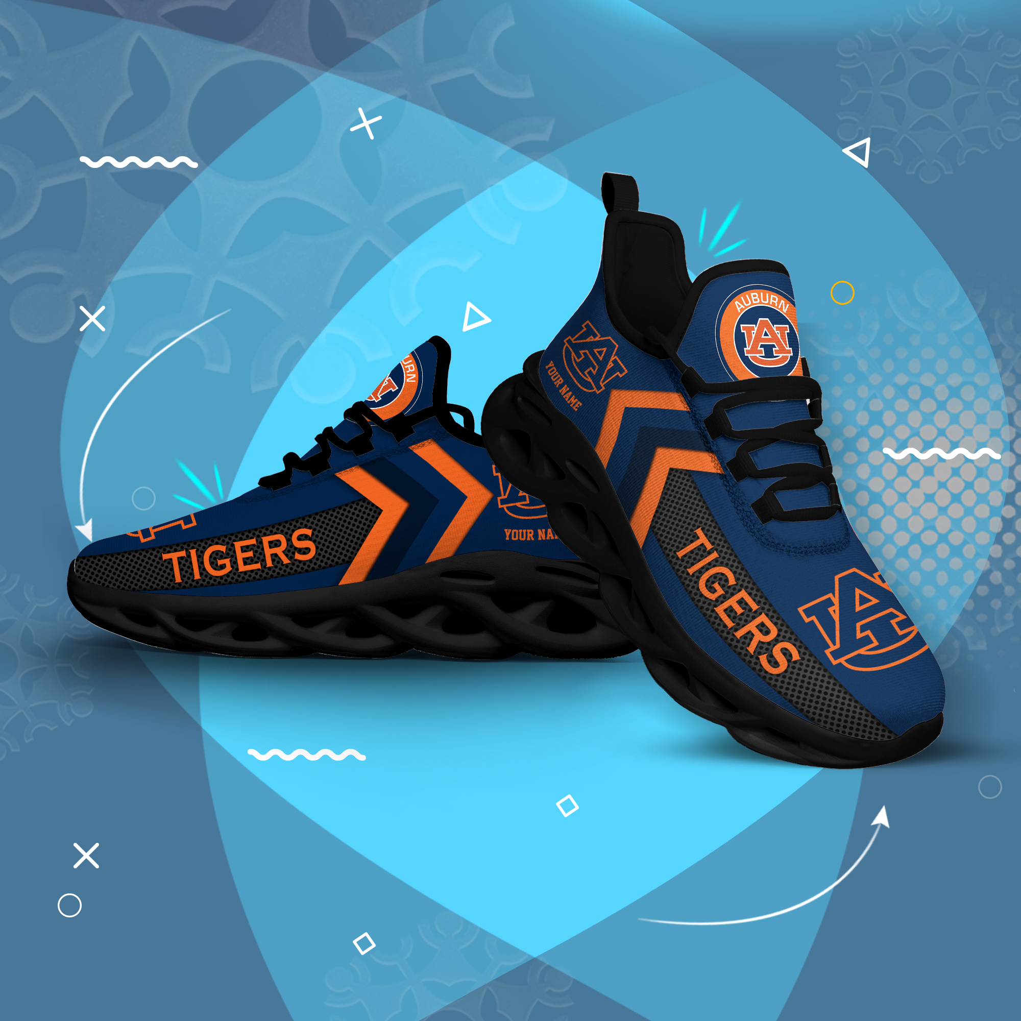 Auburn Tigers Personalized Custom Name Max Soul Shoes DS003
