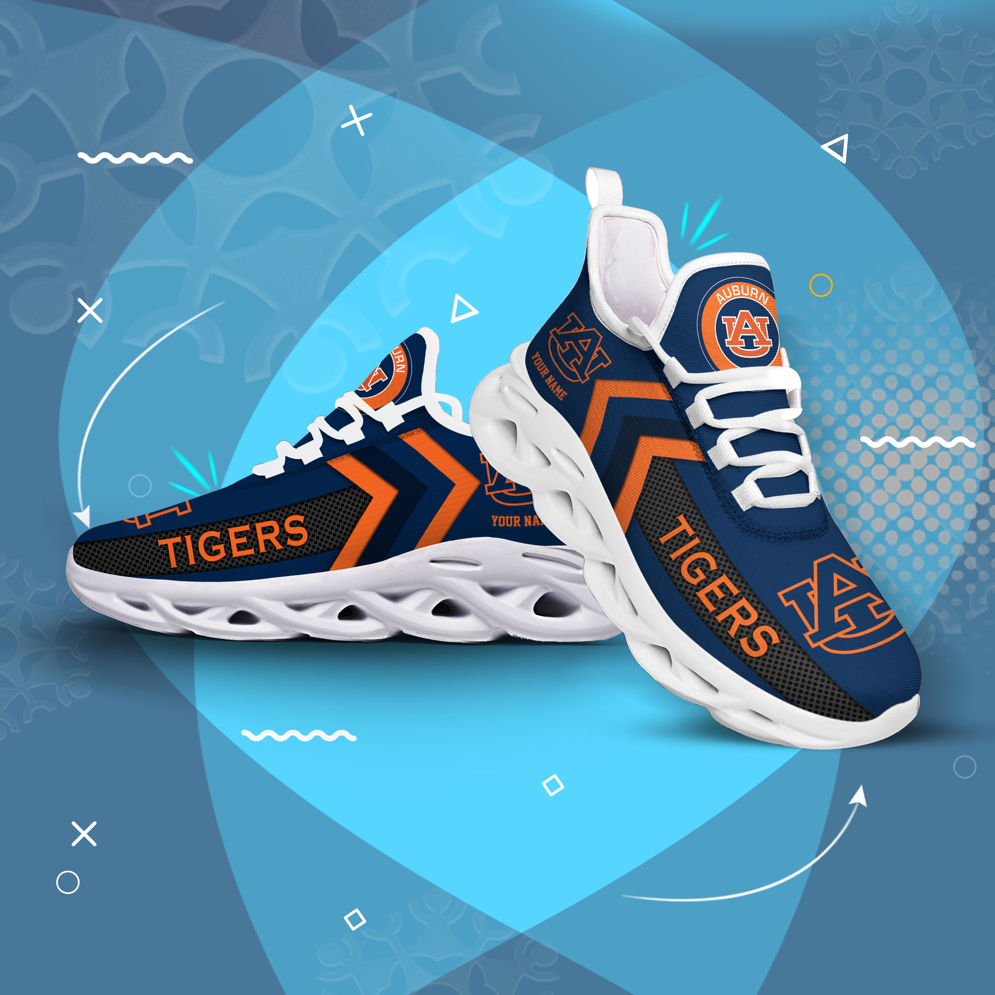 Auburn Tigers Personalized Custom Name Max Soul Shoes DS003