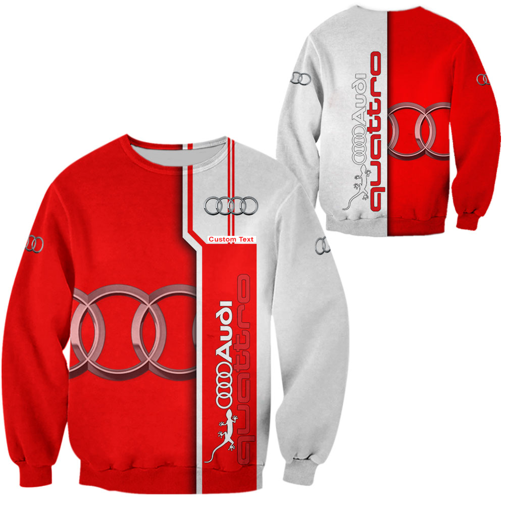 Audi Quattro 3D Apparel Zip Hoodie,Pant,Polo, Button Hawaii Shirt Personalized