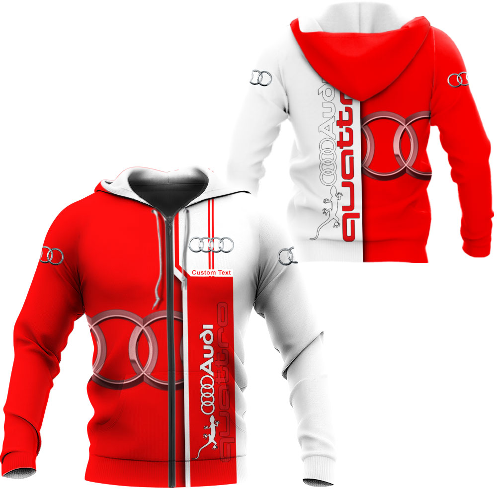 Audi Quattro 3D Apparel Zip Hoodie,Pant,Polo, Button Hawaii Shirt Personalized