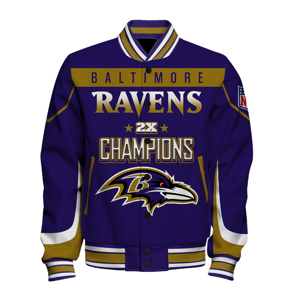 Baltimore Ravens 2X Super Bowl Champions Varsity Jacket